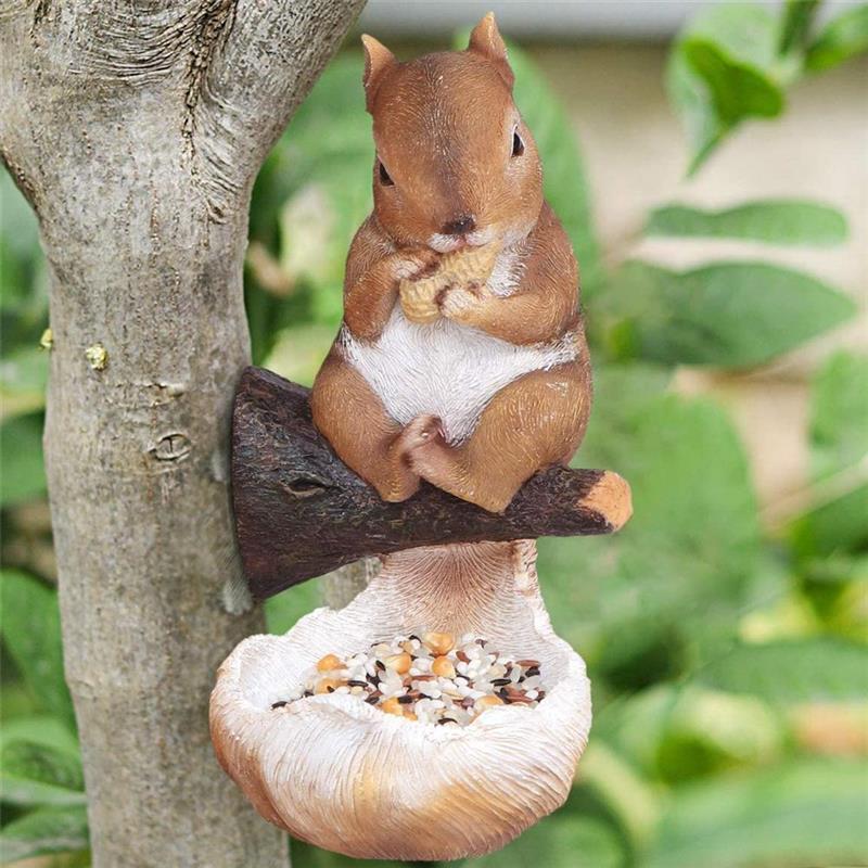 Vogeltränke & Futterstation Eichhörnchen Deko – Garten Ornament