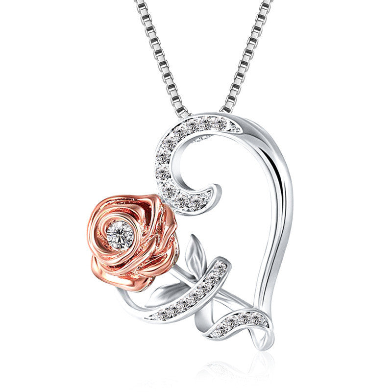 Romantic Rose Necklace with Zircon – Symbol of Love & Elegance