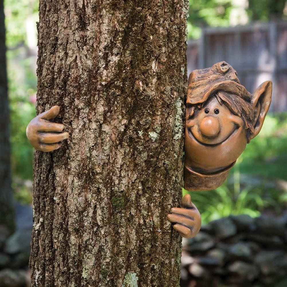 Garten Elf Baumfigur – Lustige Resin Baum Deko für Garten & Hof