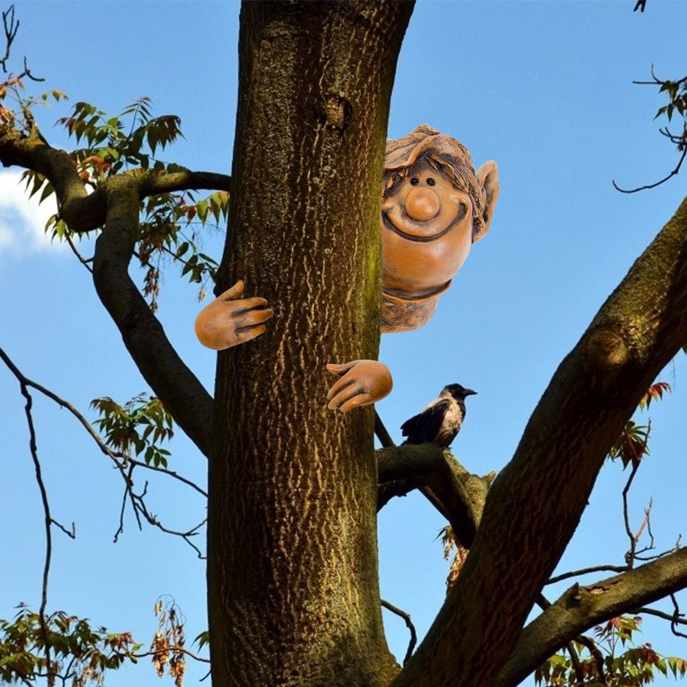 Garten Elf Baumfigur – Lustige Resin Baum Deko für Garten & Hof