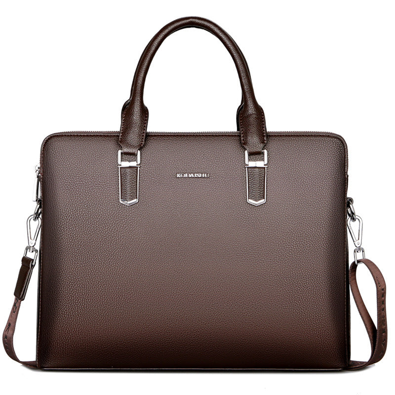 Men's Genuine Leather Business Laptop Bag XL – Double Zipper Premium