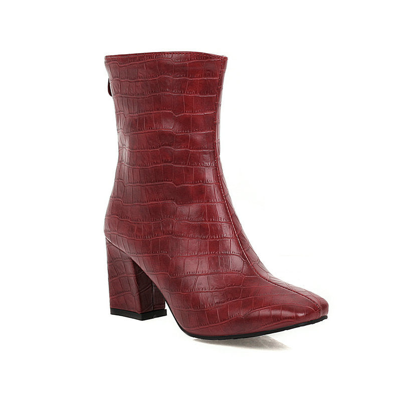 Damen Stretch Boots | Elegante Square Toe Stiefeletten