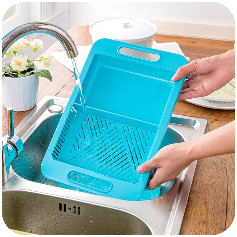Multifunctional Cutting Board with Drain Basket – Kitchen Organizer