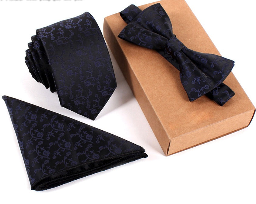 Men's Tie Set Slim Bow Tie Pocket Square elegant festive