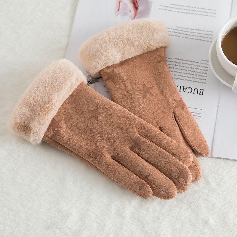 Damen Wildleder Winterhandschuhe | Warme Woll Thermohandschuhe
