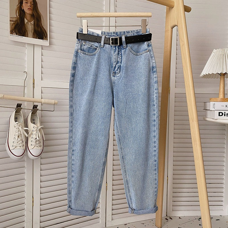 Women's Cropped Dad Jeans for Petite – Figure-Hugging Straight Leg Trousers