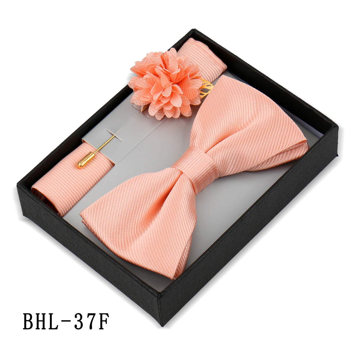 Men's Bow Tie Set Elegant Pocket Square Brooch Gift