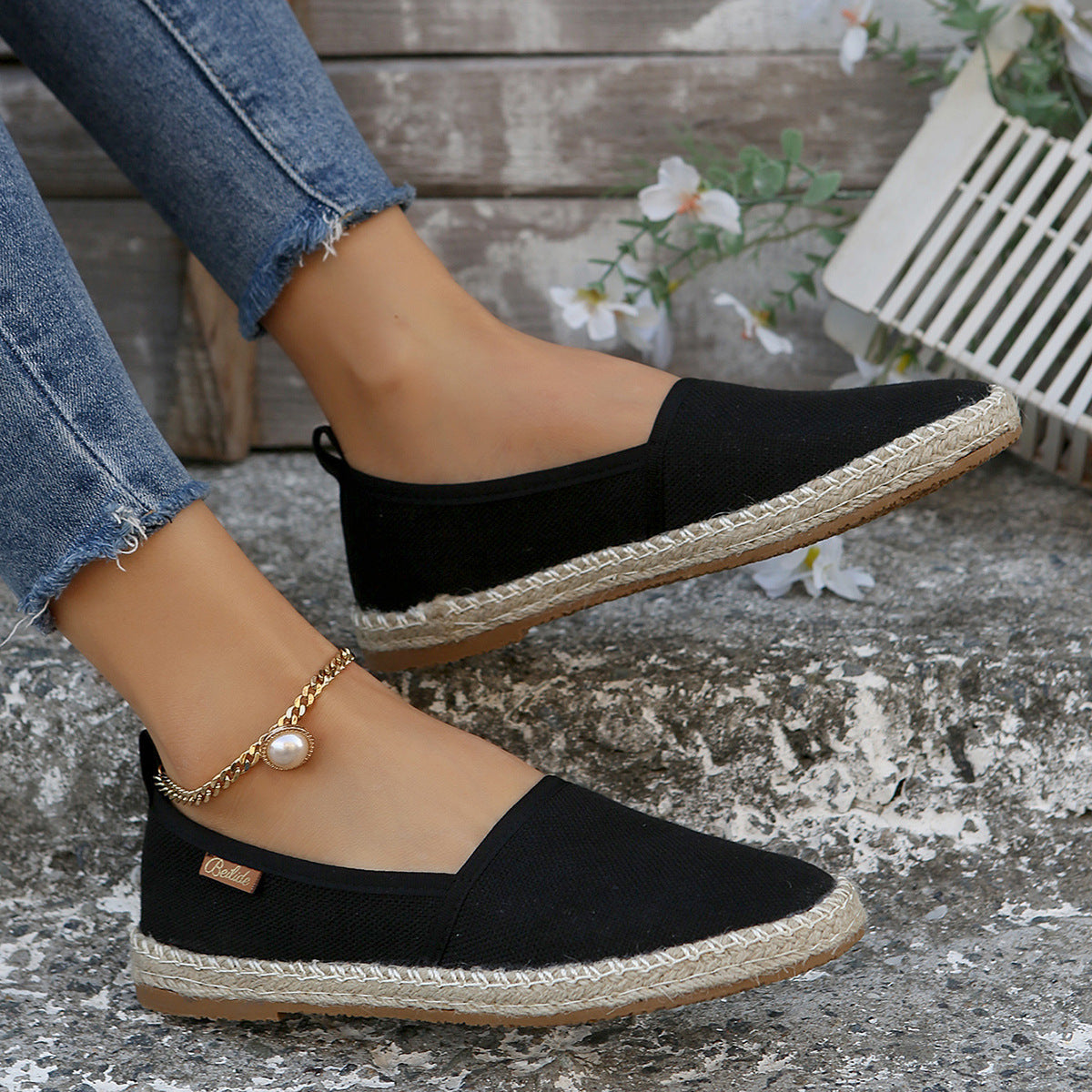 Women's Espadrilles Comfortable | Fabric Slip-On Rope Sole Casual