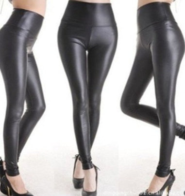 Women's Faux Leather Leggings High Waist | Slim Fit Leather Look