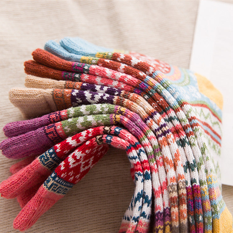 Damen Kaschmir Socken Ethno Stil – Warme Luxus Komfortsocken