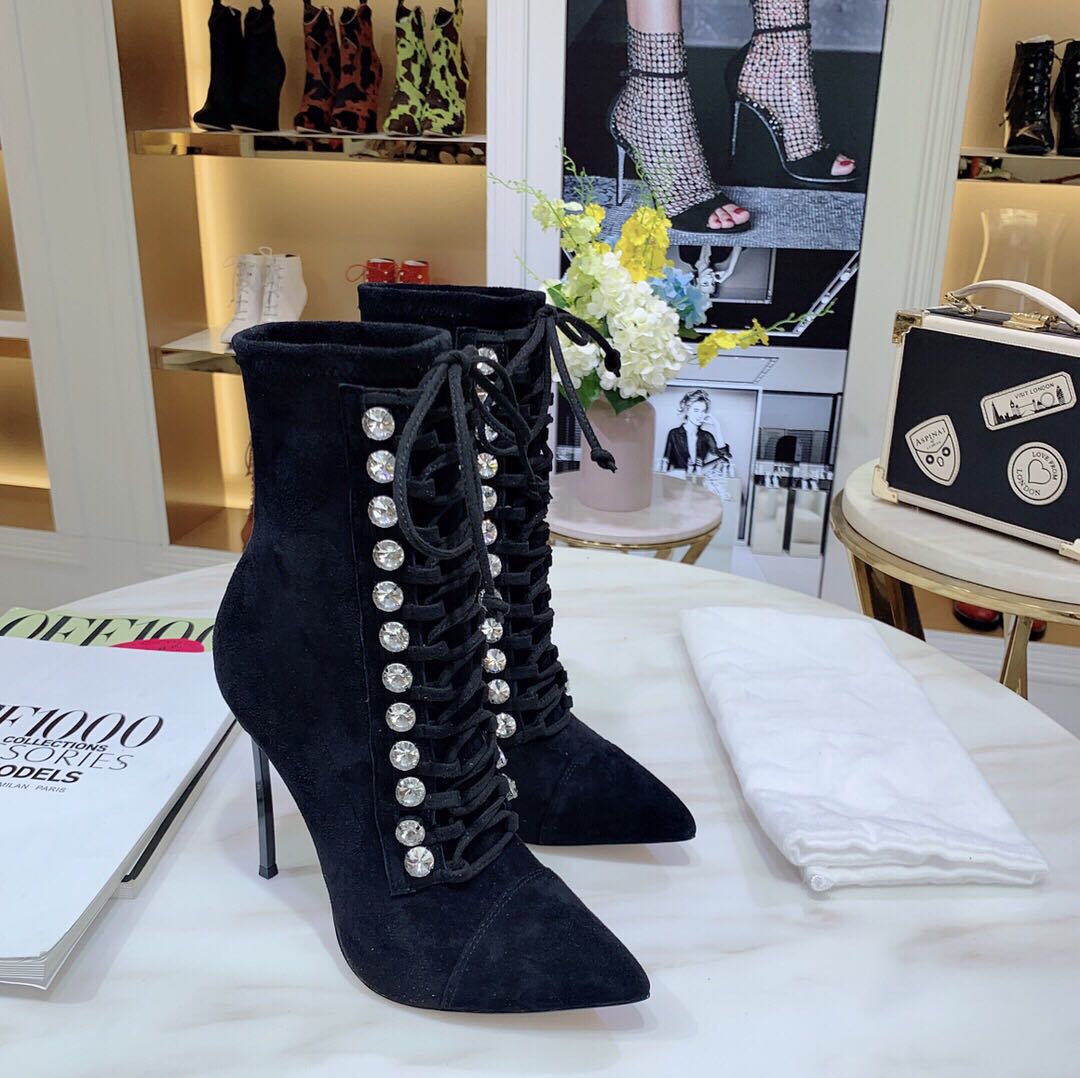 Damen High Heel Boots mit Strass | Elegante Winter Stiefeletten