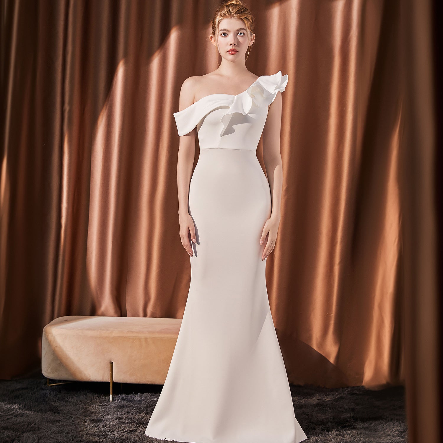 Luxury One-Shoulder Evening Dress | Elegant Maxi Dress with Slit