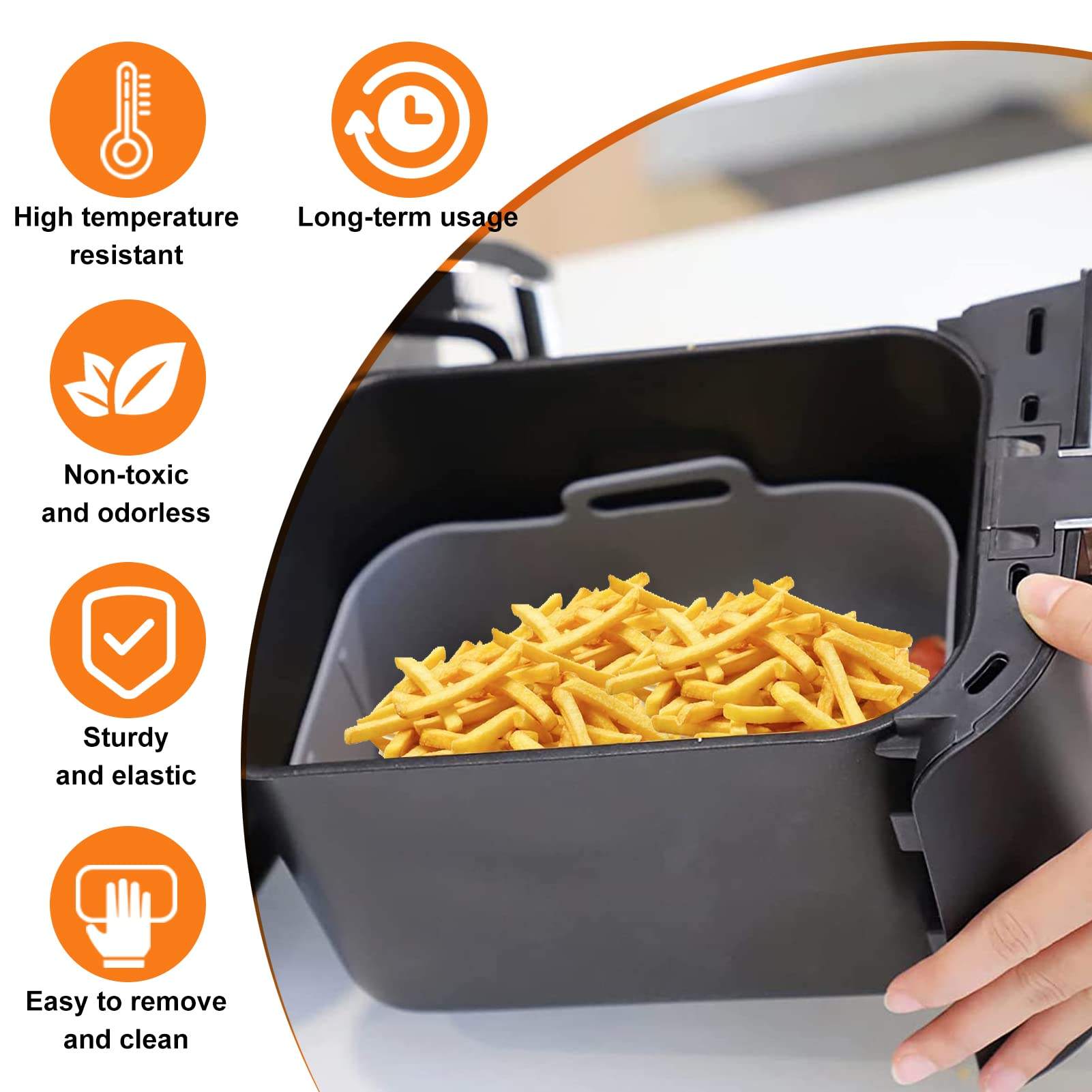 Air Fryer Silikonform mit Griffen – Wiederverwendbarer Korbeinsatz