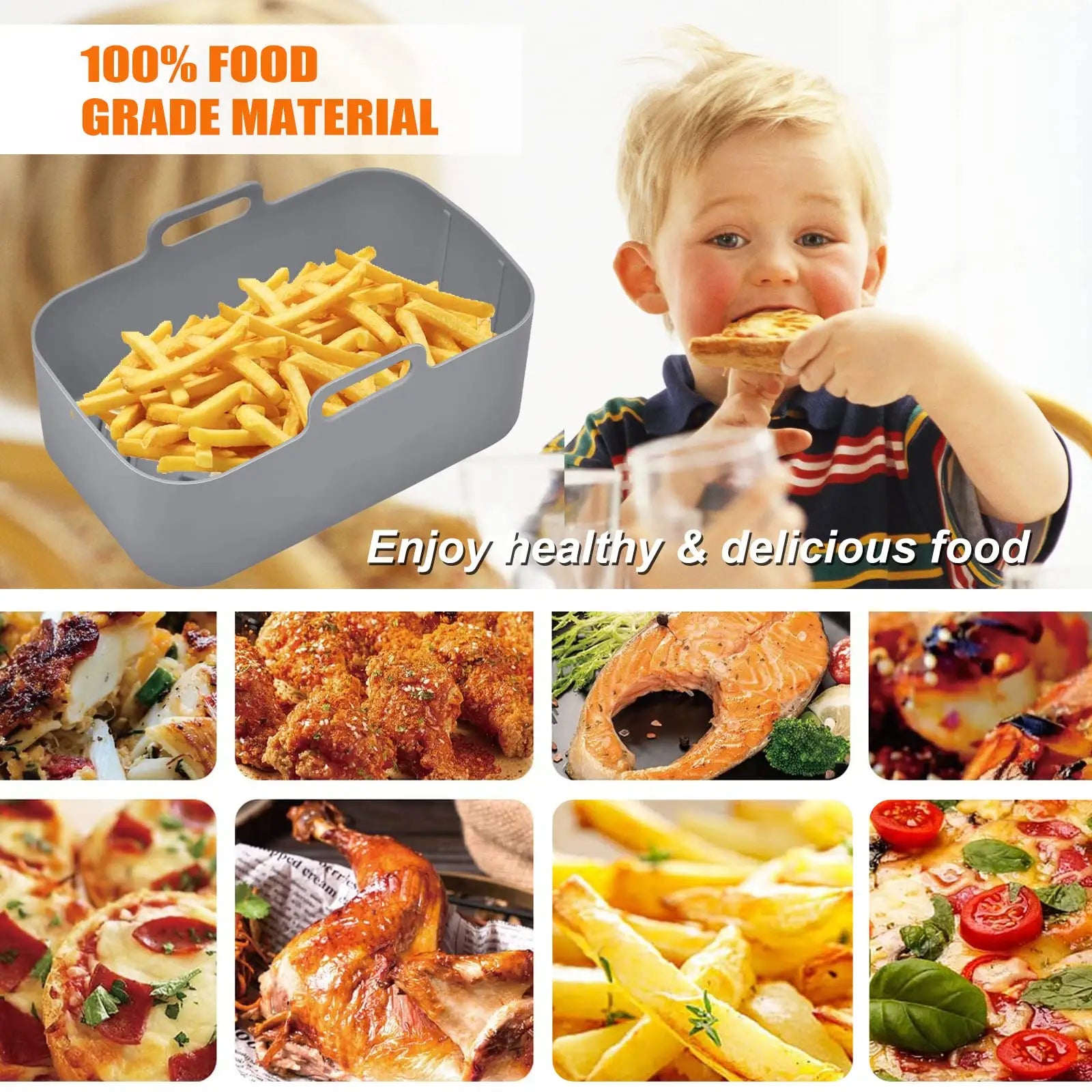 Air Fryer Silikonform mit Griffen – Wiederverwendbarer Korbeinsatz