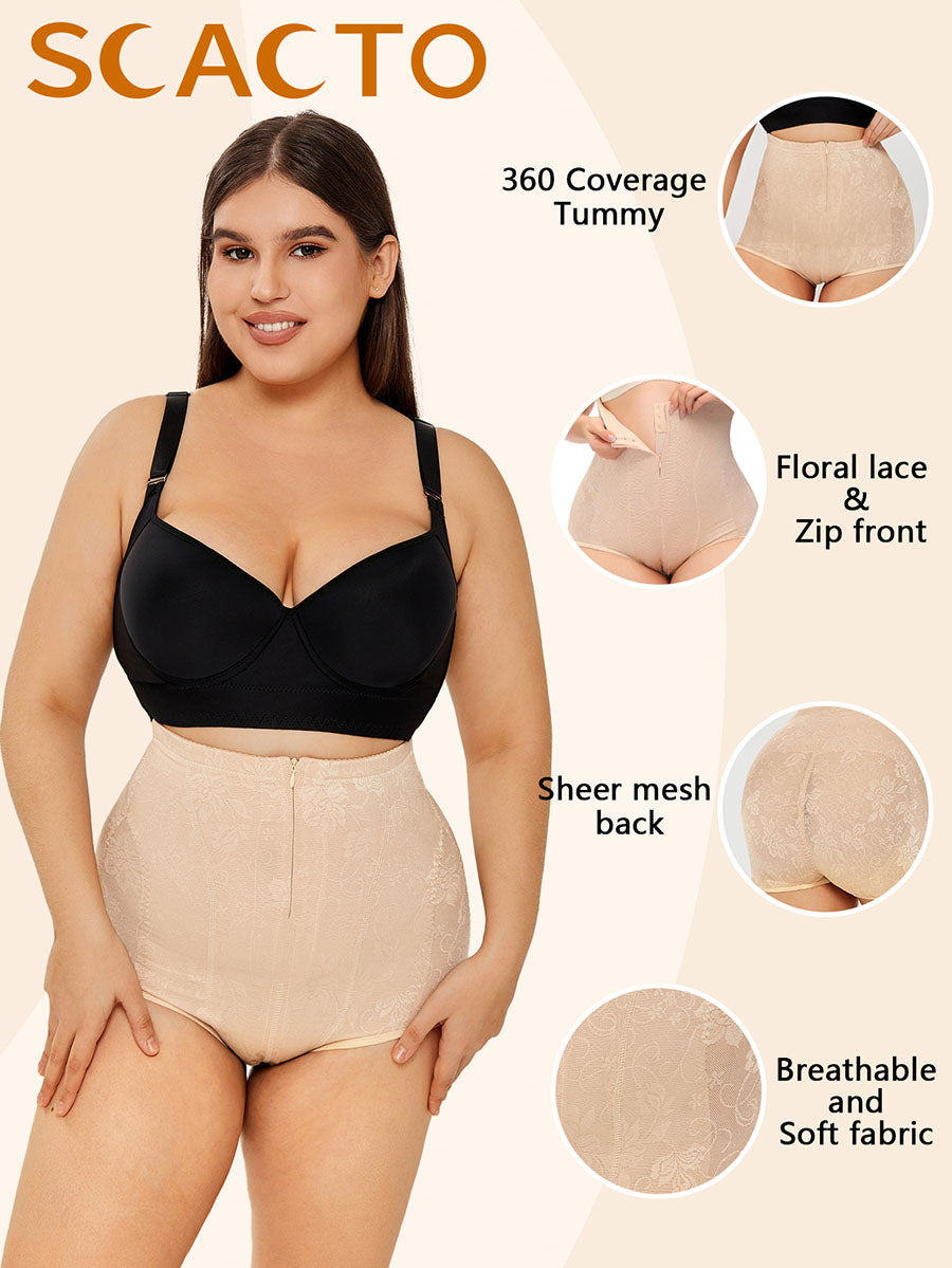 Tummy Control Shapewear for Women | Sexy High Waist Lace Briefs