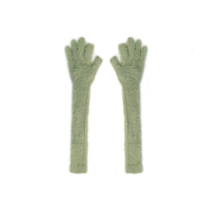 Damen Lange Fingerlose Handschuhe – Candy Color Kunstmink
