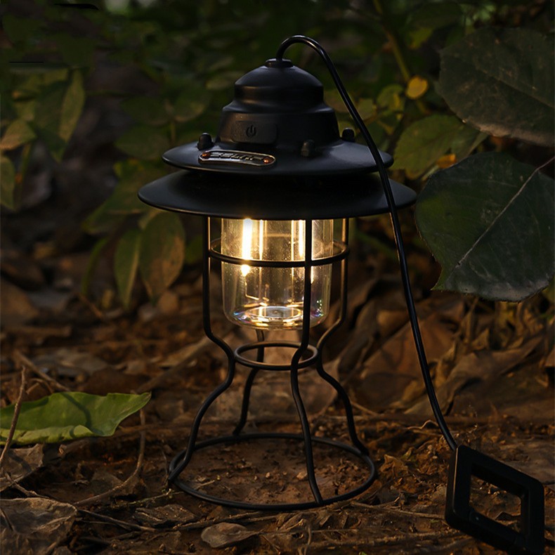 Portable Retro Lantern Outdoor Camping Multifunction Lamp