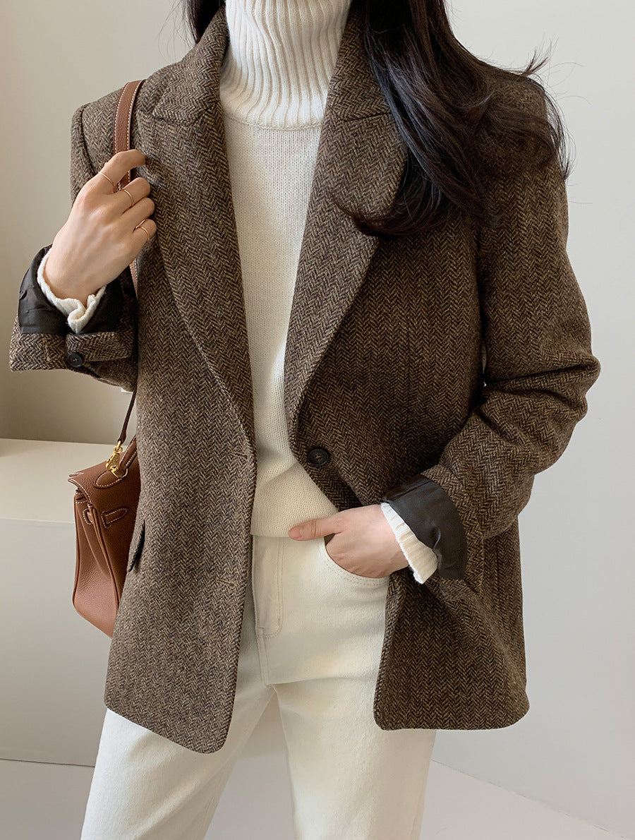 Women's Wool Blazer Solid Color – Elegant, Warm & Timeless