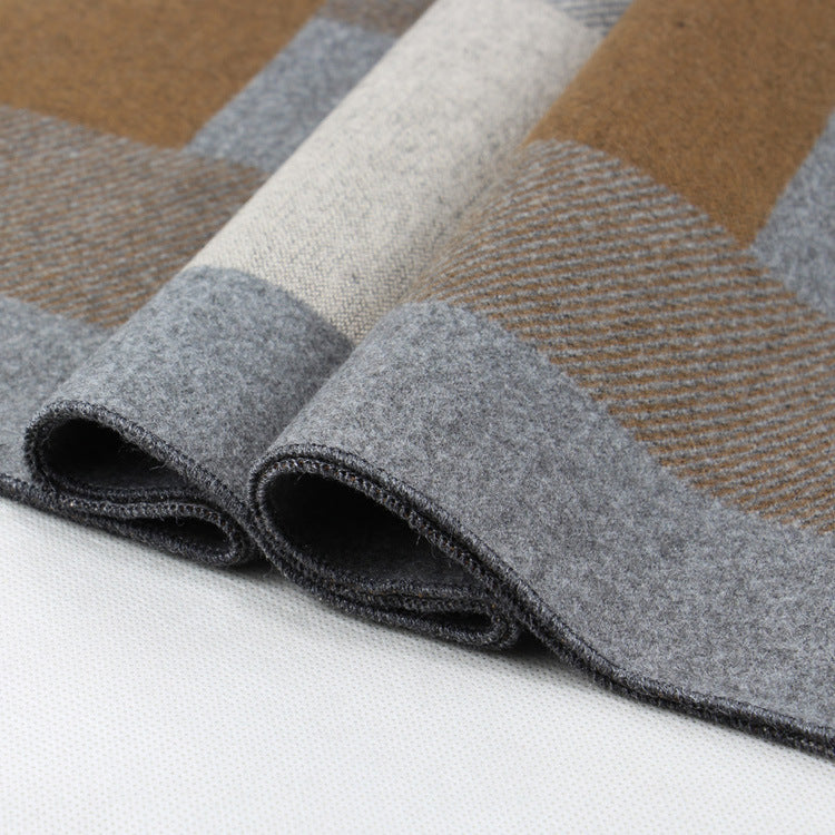 Men's Plaid Scarf Korean Wool Look Warm Modern Stylish