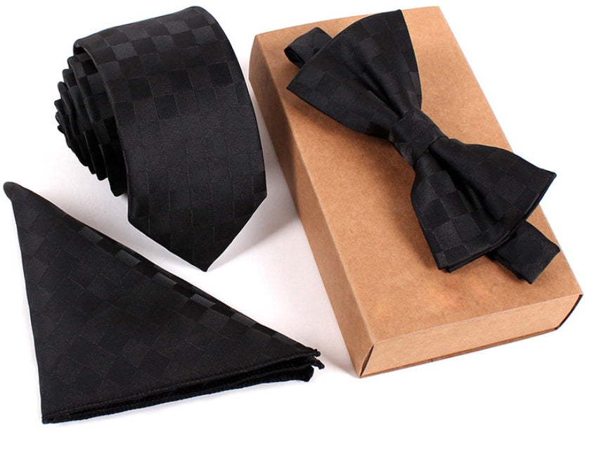 Men's Tie Set Slim Bow Tie Pocket Square elegant festive