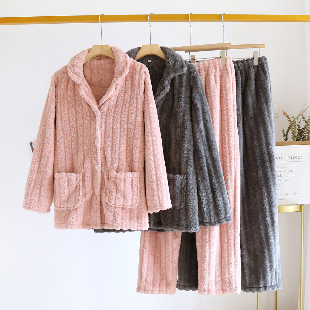 Coral Fleece Damen Pyjama | Warme Winter Nachtwäsche