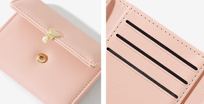 Mini Women's Tri-Fold Wallet – Cute Heart Design