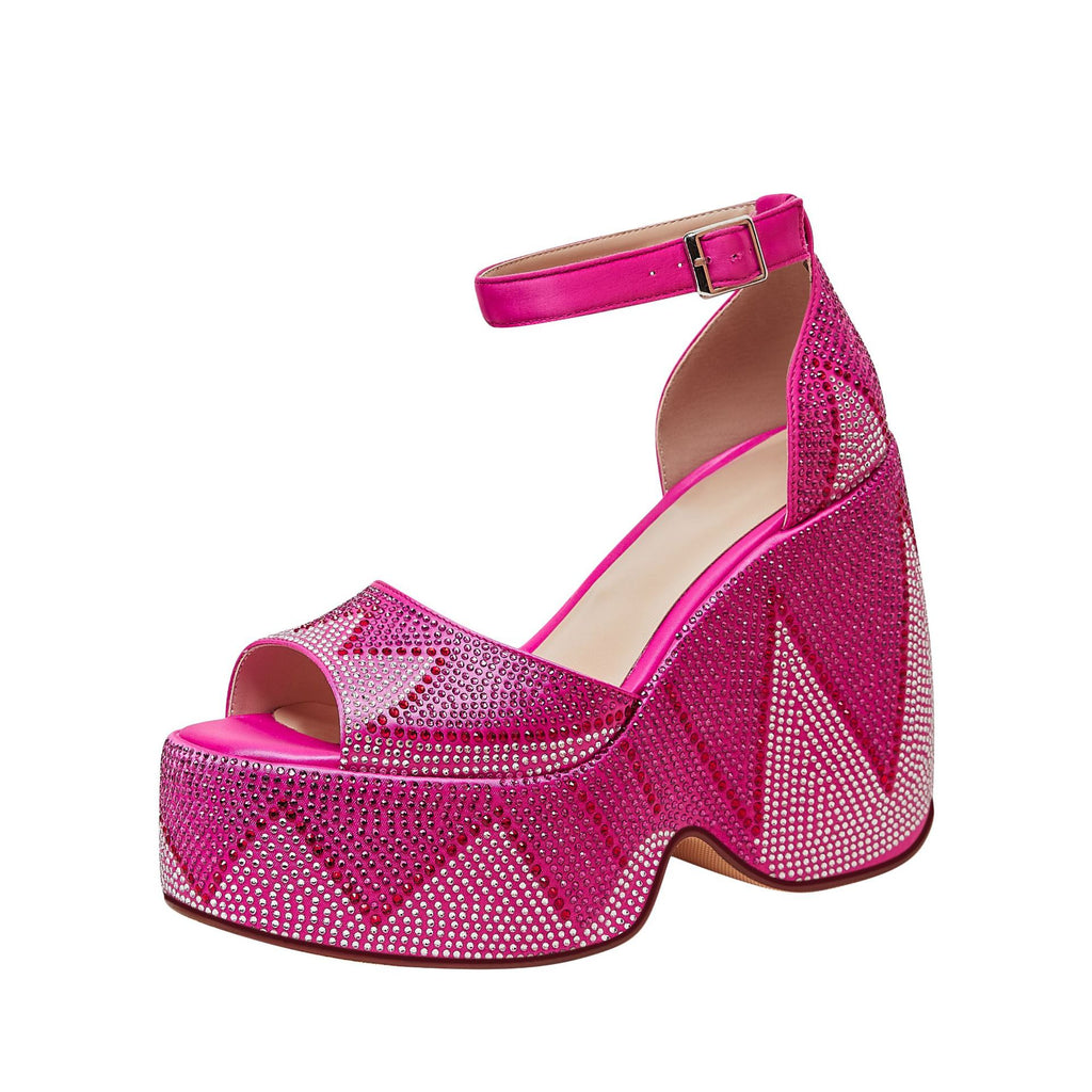 Women's Wedge Sandals Rhinestone | Platform Summer Sandals Luxury