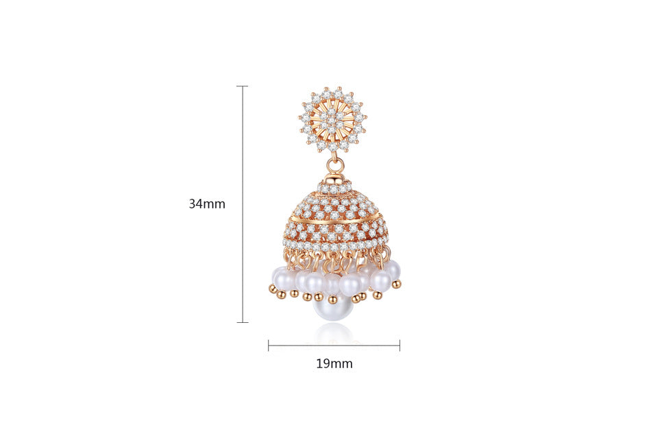 Goldene Glocken-Zirkonia Ohrringe – Elegante Funkelnde Ohrhänger für Damen