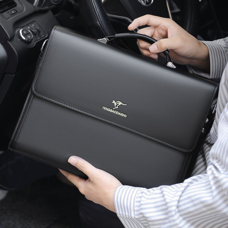 Men's Leather Briefcase Landscape – Portable Business Bag