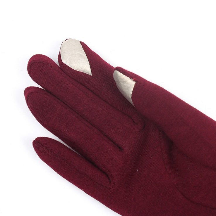 Damen Touchscreen Spitze Handschuhe – Cashmere Warm mit Schleife