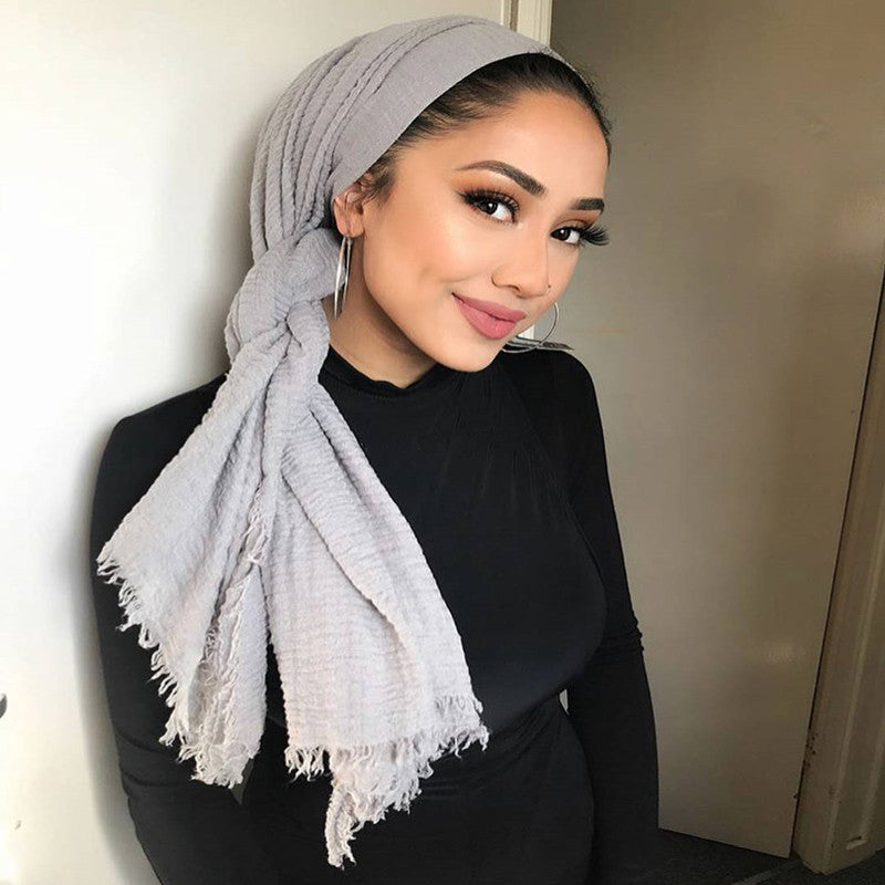 Damen Baumwoll Pashmina Schal | Weicher Fransen Hijab Stola