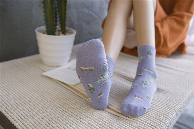 Women's Cotton Cactus Socks | Trendy Tube Socks