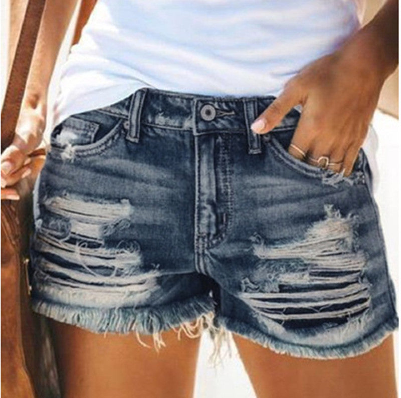 Women's Distressed Denim Shorts | Frayed Denim Hotpants