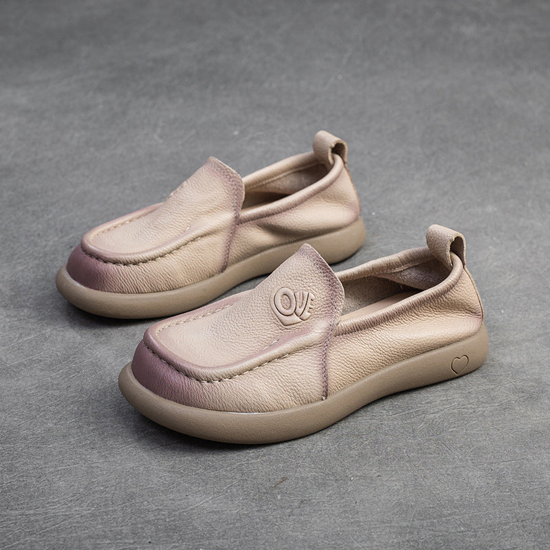 Damen Leder Loafer Retro | Komfort Slip-On Frühling Schuhe