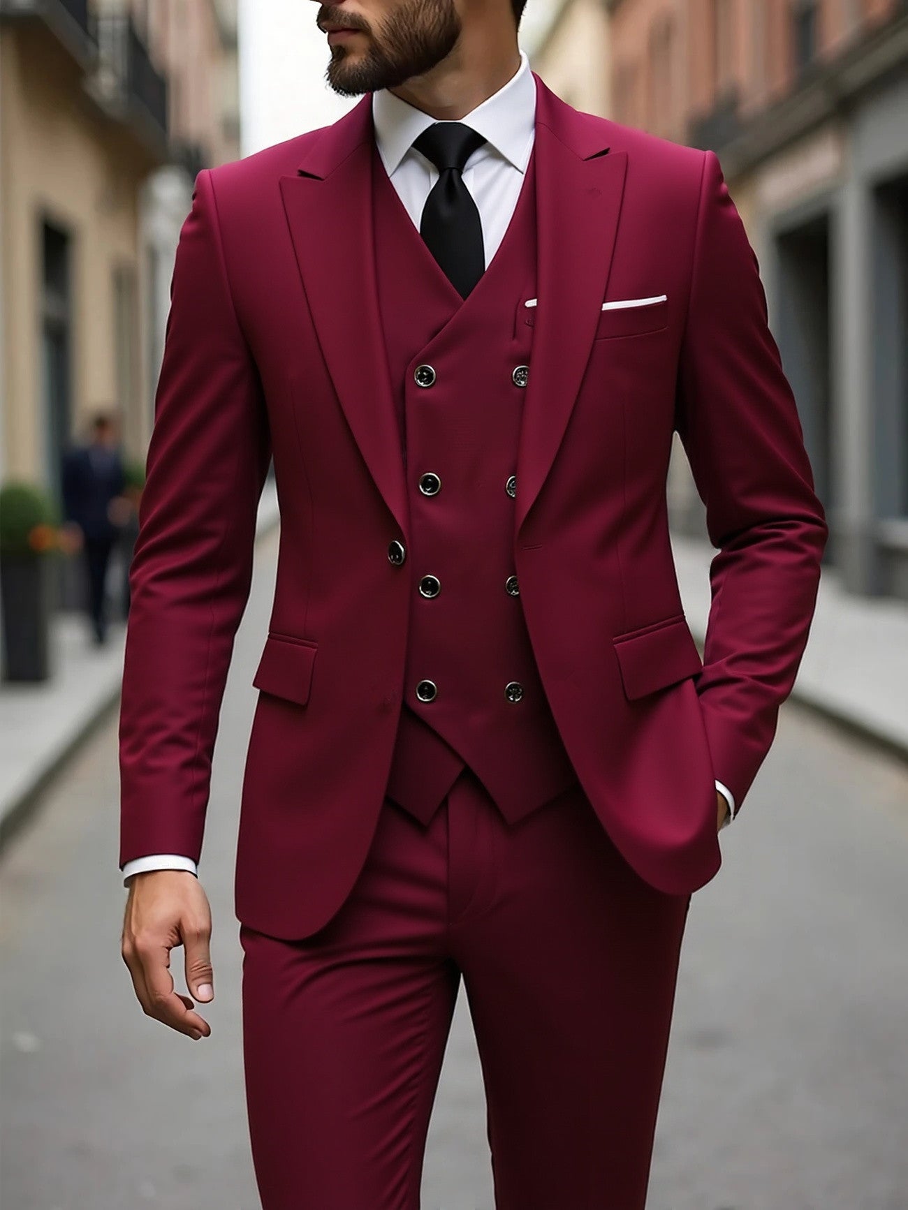 Men's Three-Piece Business Suit - Double-Breasted Premium Set