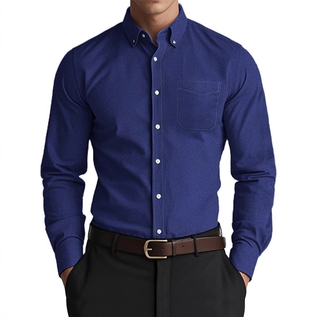 Herren Oxford Freizeithemd – Lockeres Casual Hemd in Unifarbe