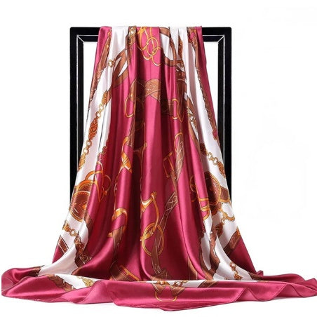 Women's Scarf Chain Design Silk Foulard Bag Accessory