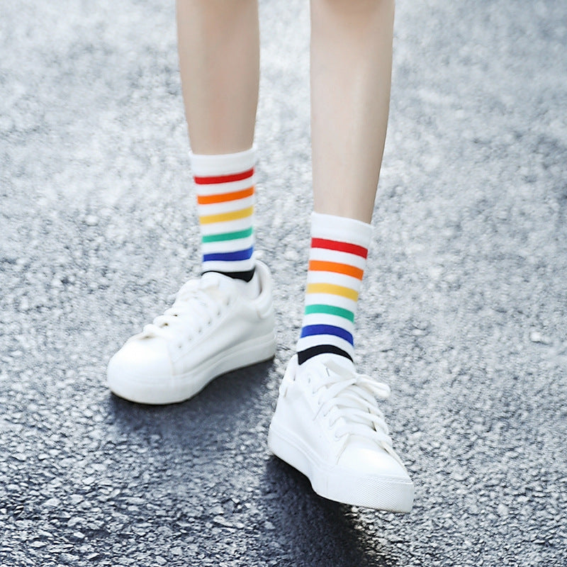 Women's Streetwear Tube Socks | Candy Color Skateboard Style