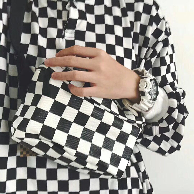 Checkerboard Fanny Pack Men | Modern Streetwear Hip Bag