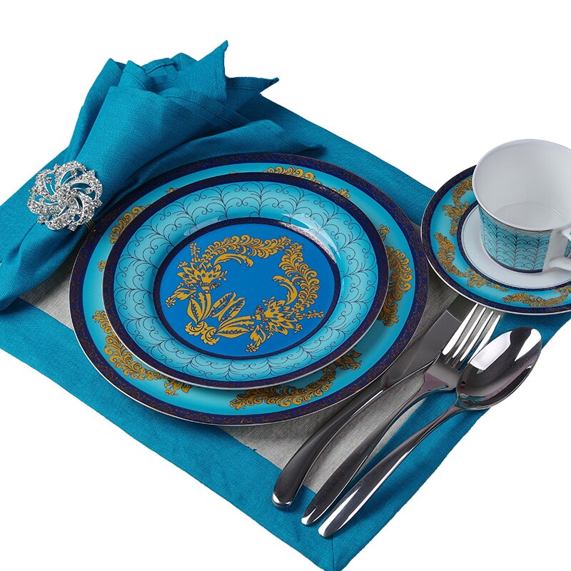 Steak Plate Set Ceramic | Elegant Dinnerware for BBQ & Dinner