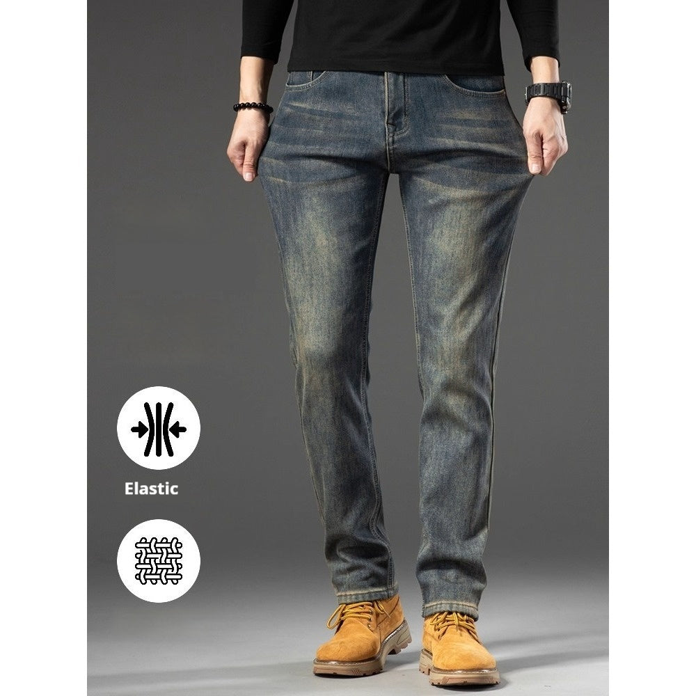 Men's Retro Fabric Trousers Slim Fit – Straight Cut Casual Trousers