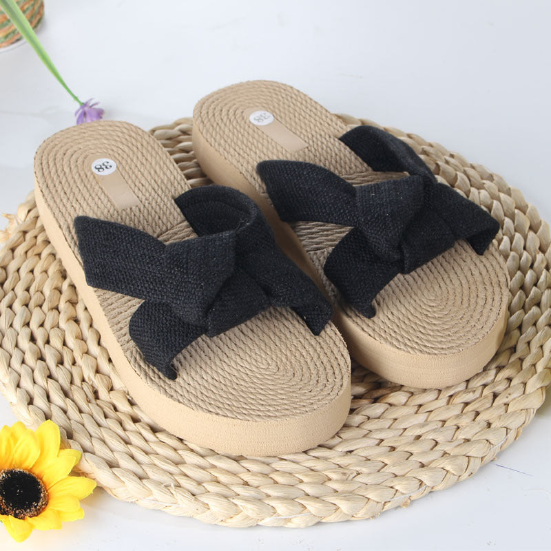 Women's Sandals with Bow - Breathable Summer Shoes Round Toe