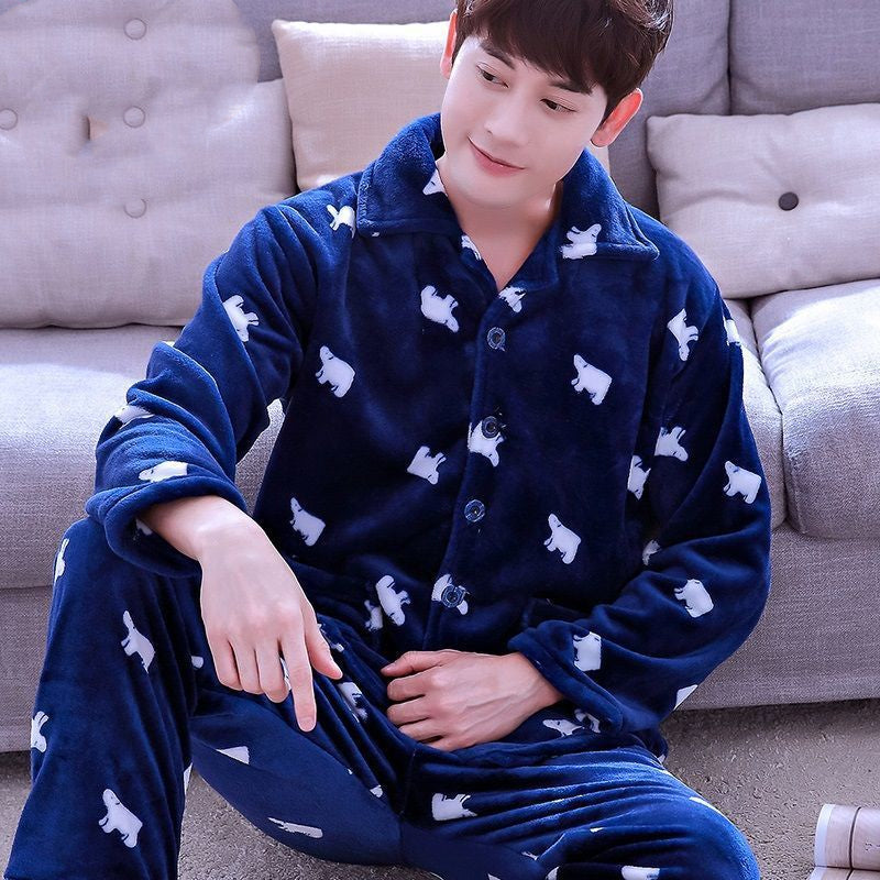 Men's Winter Homewear Set Flannel | Plus Size Loungewear