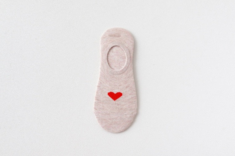 Women's Heart Print Sneaker Socks | Invisible Non-Slip Socks