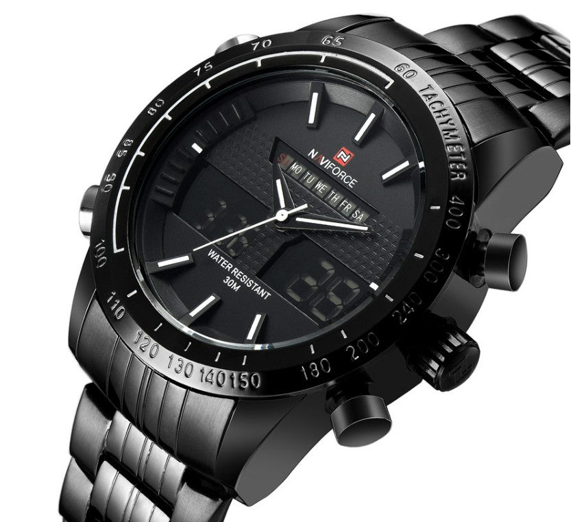 Men's sports watch waterproof stainless steel | electronic robust