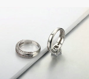 Modern Ladies' Ring with Square Zircon – Platinum Plated