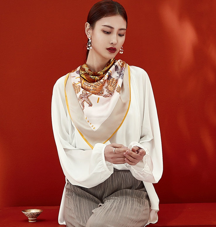 Women's Square Silk Scarf | Elegant Luxury Neck Scarf