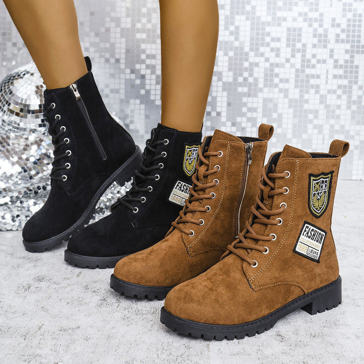 Women's Winter Boots Lacing Block Heel | warm sturdy Shoes