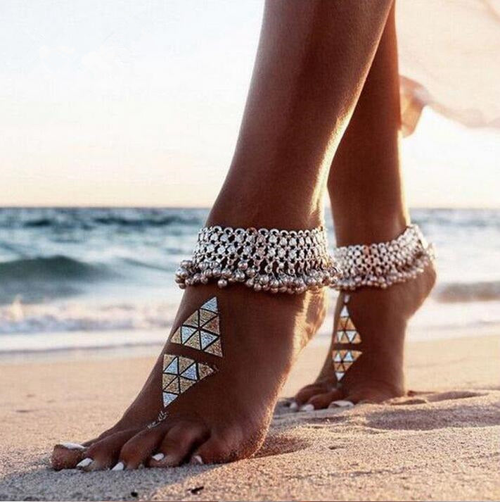Boho Silver Anklet with Bells – Trendy & Summery