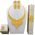 24K Gold Jewelry Set 4-piece – Necklace, Bracelet, Earrings & Ring in Luxurious Design